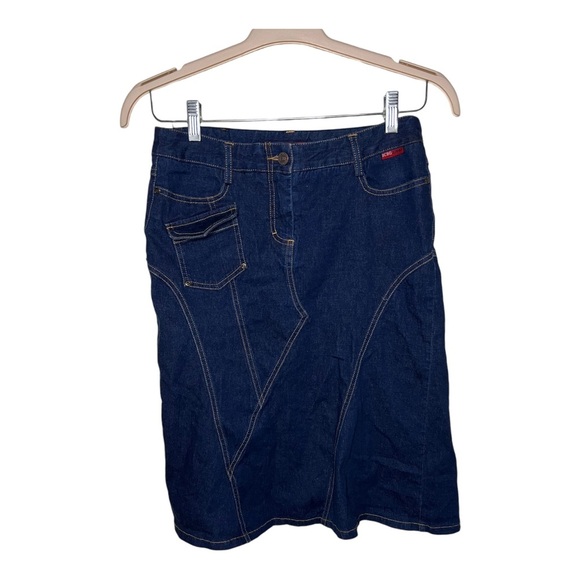 Patchwork Denim Midi Skirt BCBG Y2K - Picture 1 of 3